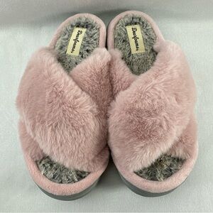Dearfoams Blush Pink Open Toe Memory Foam Slippers